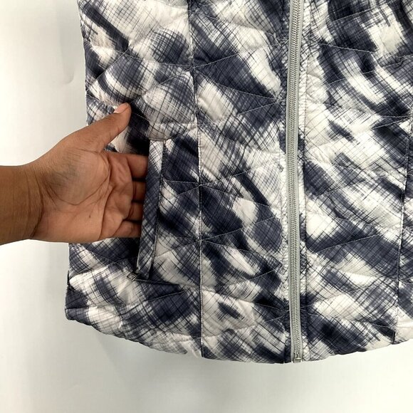 Athleta Puffer Vest Women XXS Blue Print Goose Down Quilted Full Zip Ski Outdoor - Picture 6 of 13